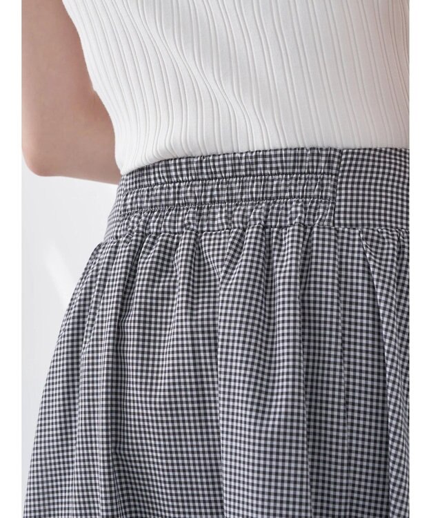 earth music&ecology ギャザーフレアスカート Gingham Check