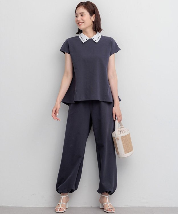組曲 【WEB限定】フレンチテリー ワイドパンツ グレー系