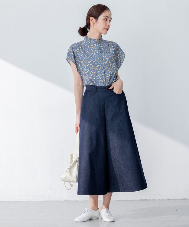 組曲 【大人気シリーズ】ギャザーライトデシン ブラウス 【WEB限定】ブルー系9