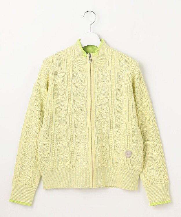 23区GOLF 【WOMEN】ラメケーブルジップアップカーディガン　防風裏地付き 黄緑系