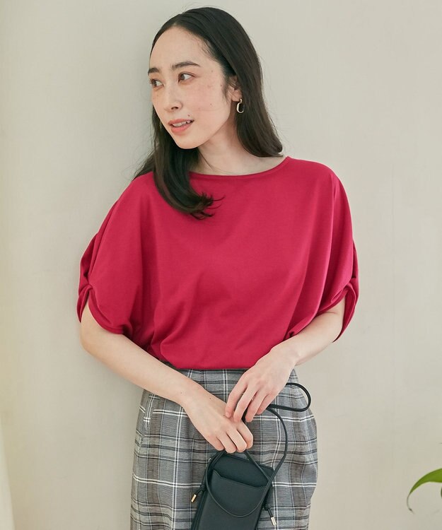 ANY 【接触冷感/UVケア/シワになりにくい】ドルマンスリーブ Tブラウス ローズ