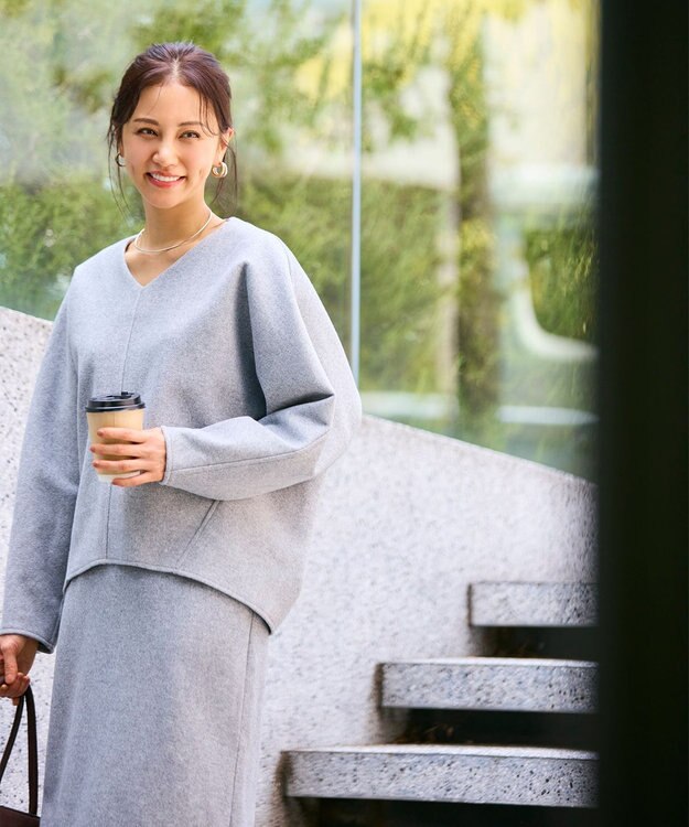 #Newans 【洗濯機可能/セットアップ】コクーンシルエットエアリープルオーバー トップグレー