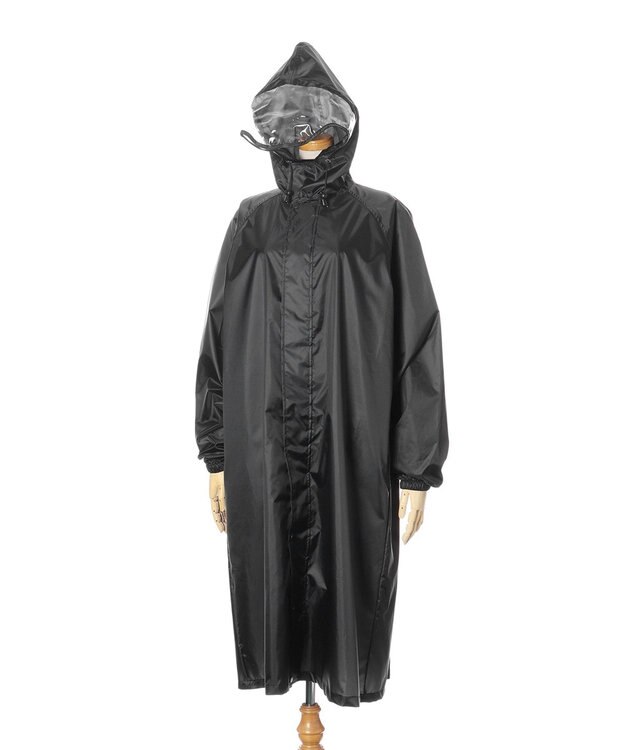 MOONBAT FLAT PURE サイクルコート 無地 自転車 リュック対応 ユニセックス 収納袋付き Mサイズ ブラック