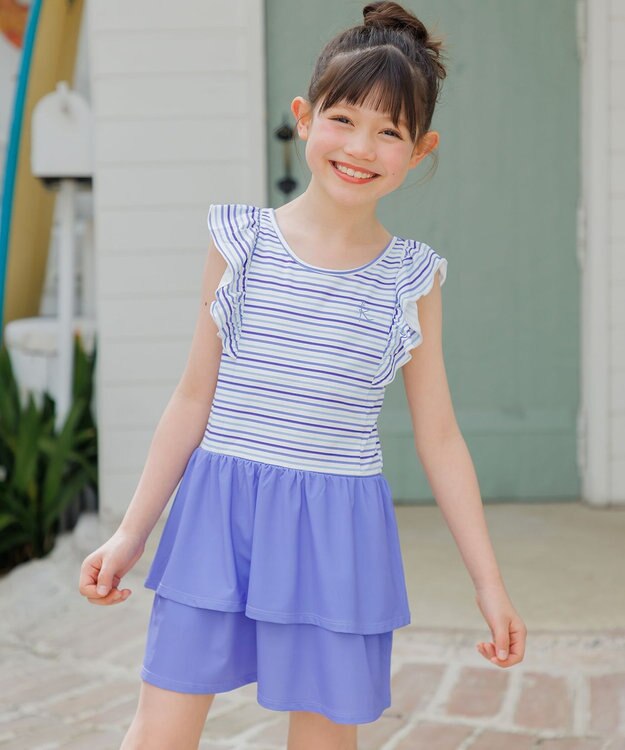 組曲 KIDS 【SS-Lサイズ】 フリルスカートスイムウェア(ワンピース) ラベンダー