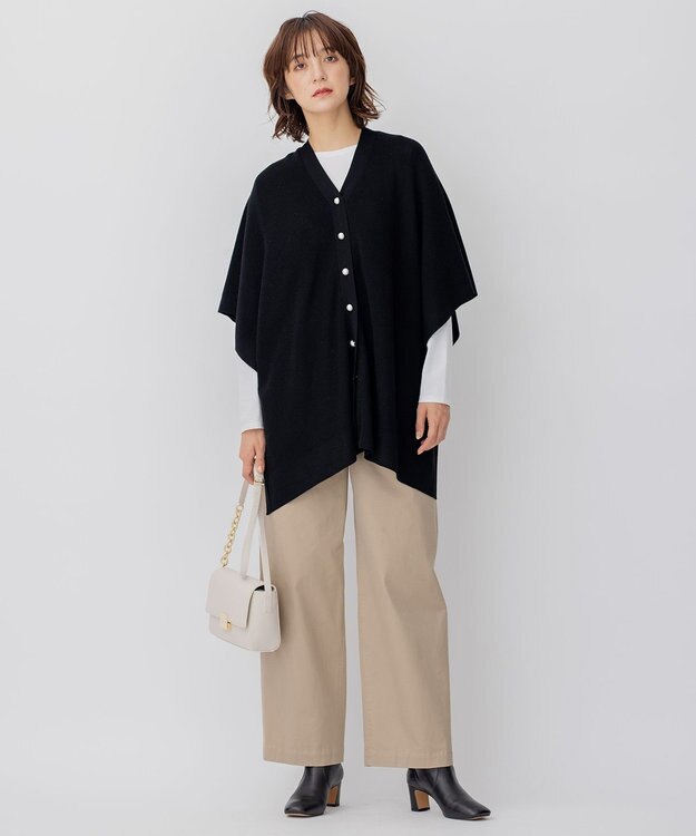 23区 ウールブレンド マルチウェイ ストールケープ ブラック系