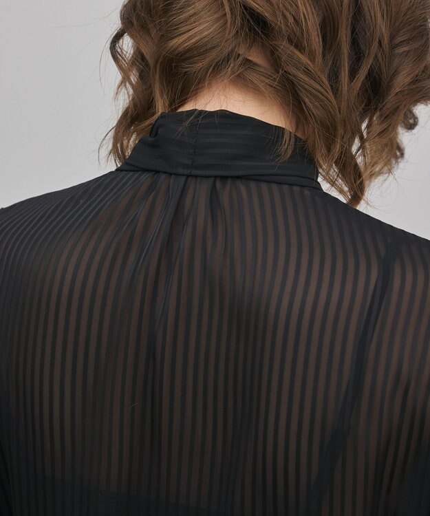 GRACE CONTINENTAL ストライプボウブラウス ブラック