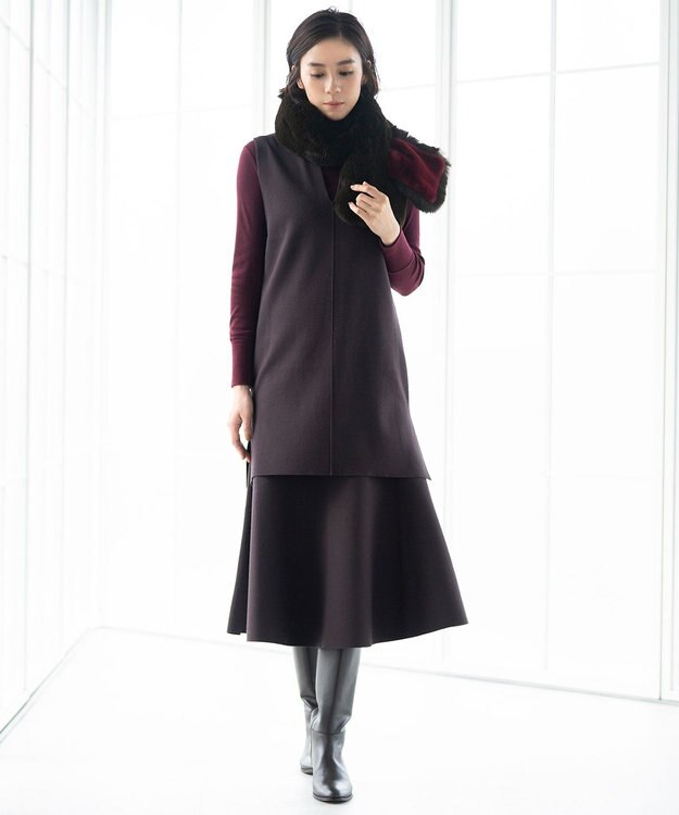 自由区 【XSサイズ～/洗える】ベアテレコ ボトルネック カットソー ワイン系