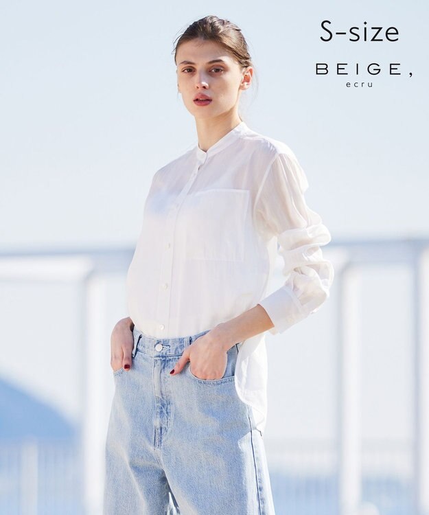 BEIGE， 【S-size】GENTIAN / スタンドカラーシャツ White