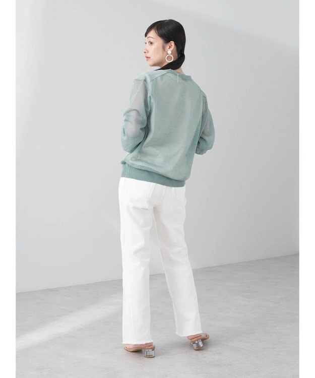 earth music&ecology ファンシーラメＶネックカーディガン Mint Green