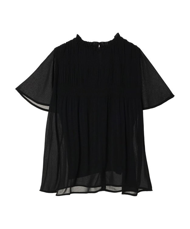 earth music&ecology マジョリカプリーツ半袖ブラウス Black
