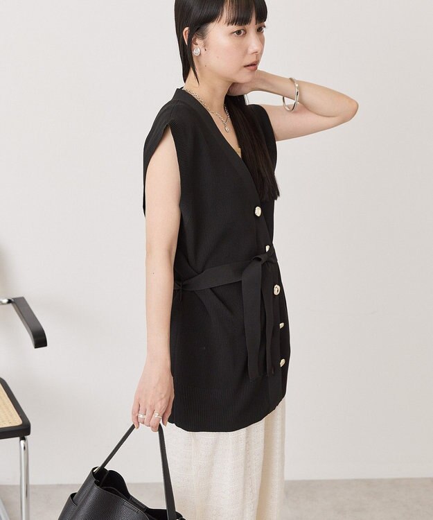 AMERICAN HOLIC 金ボタンニットジレ Black