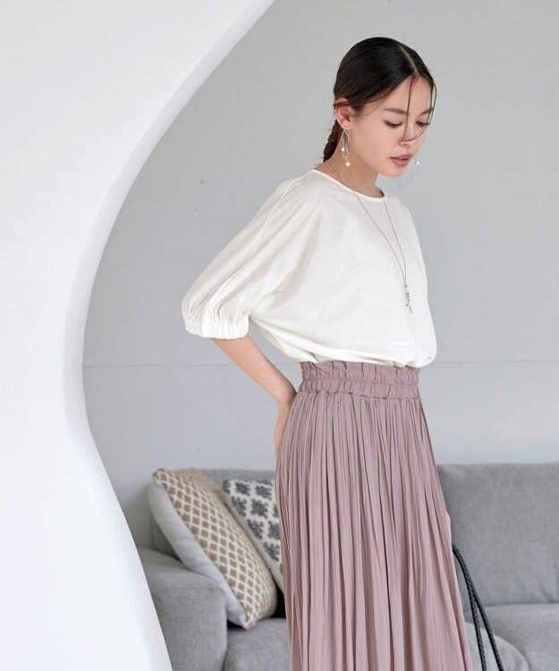 Tiaclasse 【接触冷感】袖ギャザードルマンプルオーバー オフホワイト