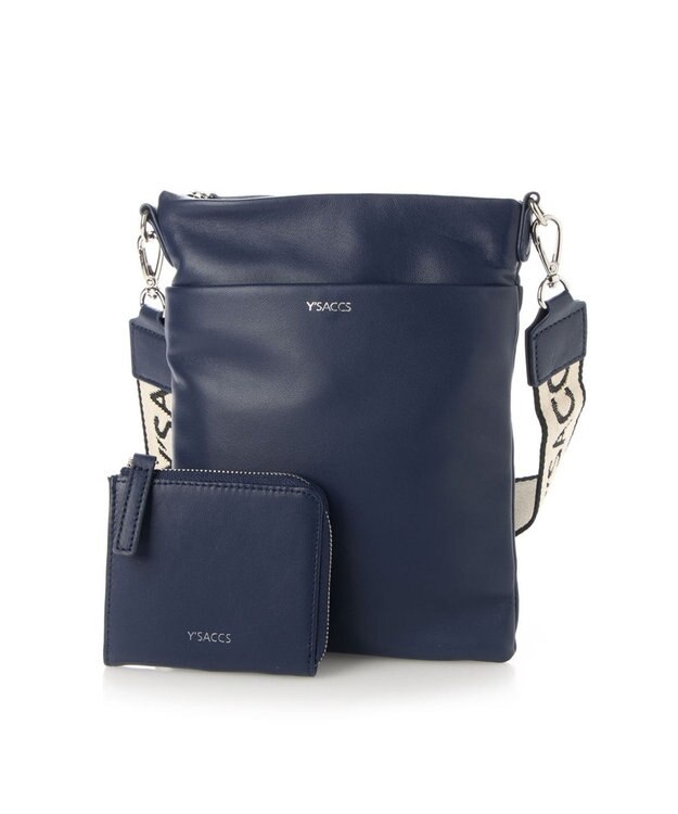 Y'SACCS イタリアンシープ 財布付きスマホポシェット ネイビー