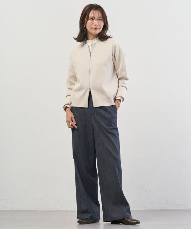J.PRESS LADIES INTERLOCK ニット ブルゾン ベージュ系