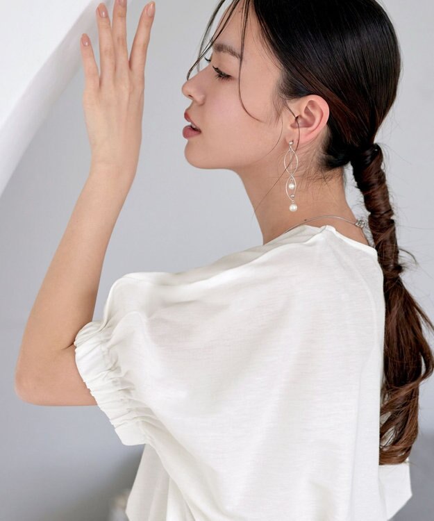 Tiaclasse 【接触冷感】袖ギャザードルマンプルオーバー オフホワイト