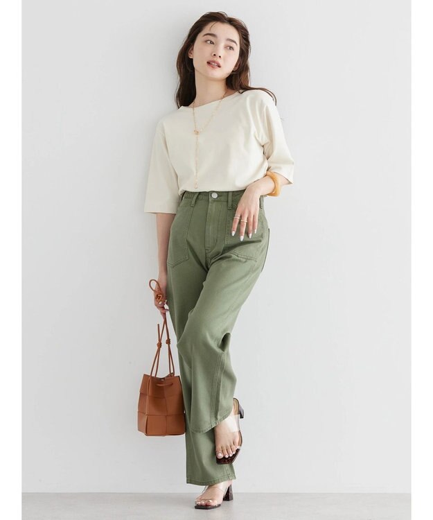 AMERICAN HOLIC ５分袖ボートネックカットプルオーバー Ivory