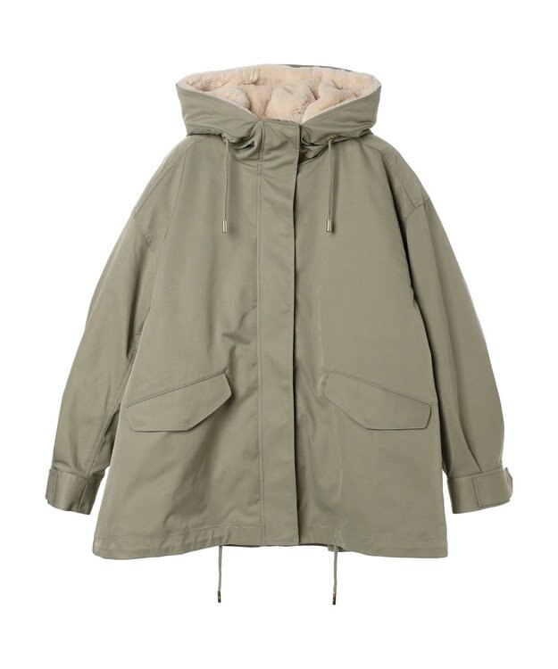 earth music&ecology マルチウェイマウンテンパーカー（ファー） Khaki