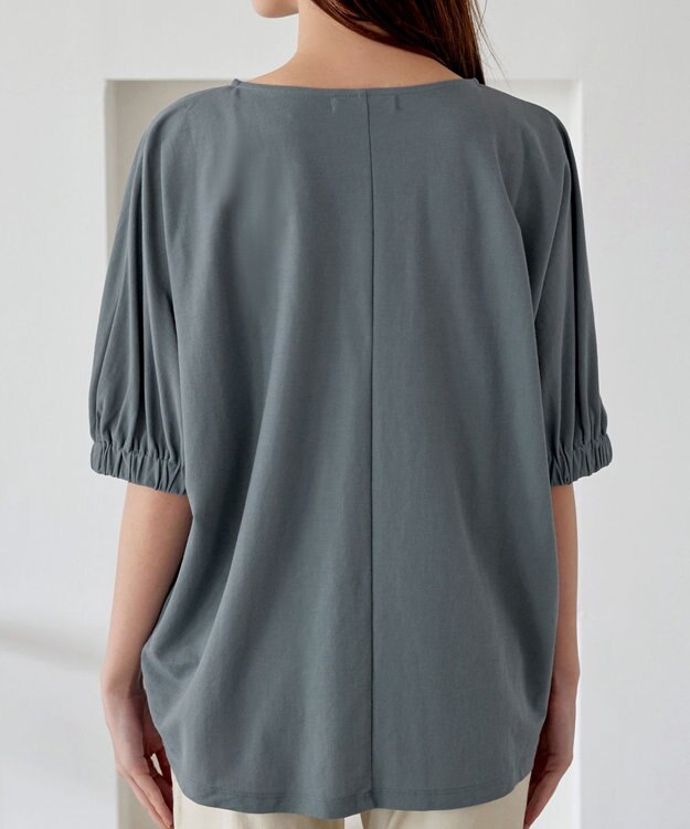 Tiaclasse 【接触冷感】袖ギャザードルマンプルオーバー ブルーグレー