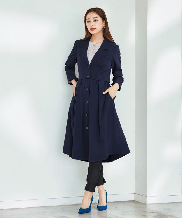 Tiaclasse 【洗える】フレアトレンチコート ネイビー
