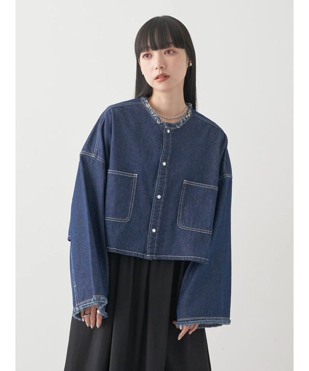 earth music&ecology スクエアデニムシャツ Indigo