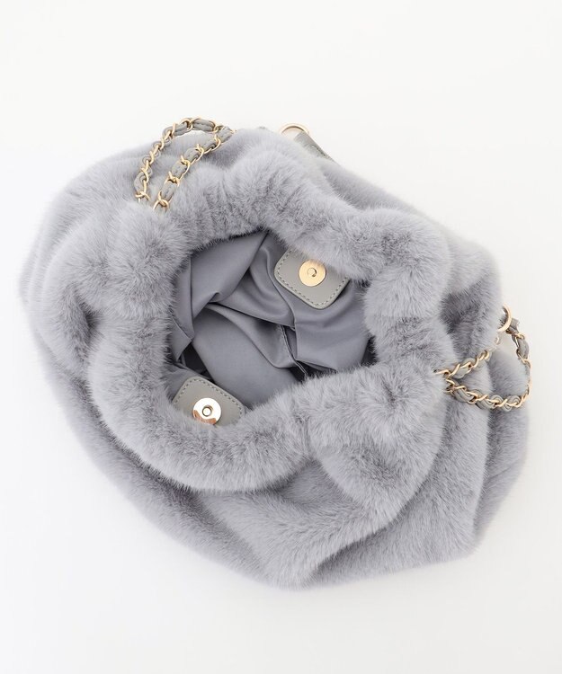 ANY SIS フェイクファーチェーン トートバッグ ライトグレー