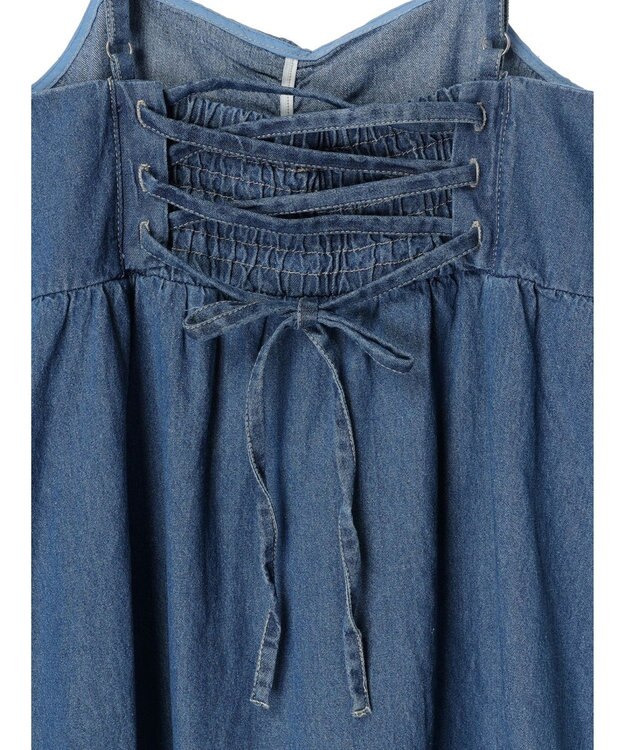 earth music&ecology デニムバックレースアップワンピース Light Indigo