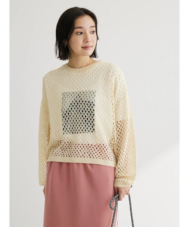 Green Parks メッシュ編みニットプルオーバー Natural