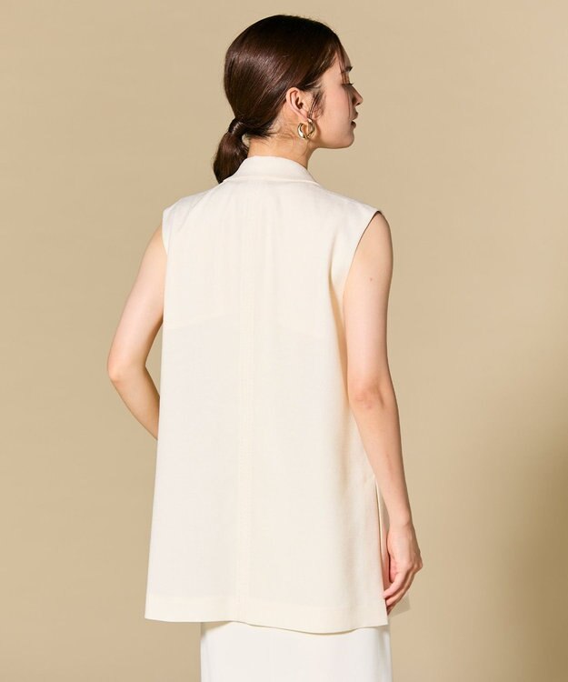 BEIGE， CAROLE / リネンライクノースリーブジレジャケット Ecru
