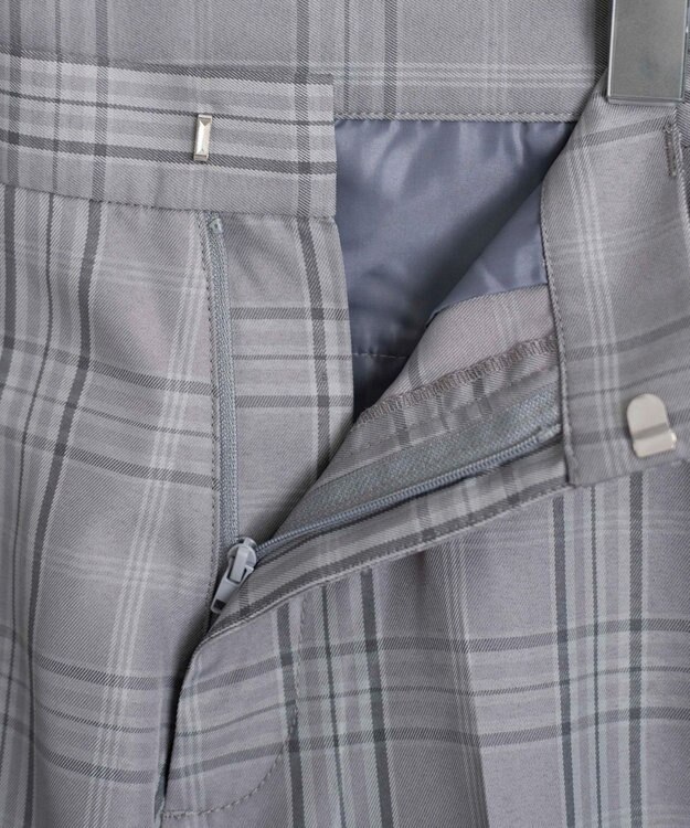 WEGO 【SCHOOLITEM】メンズスクールチェックセミワイドスラックス グレーチェック1