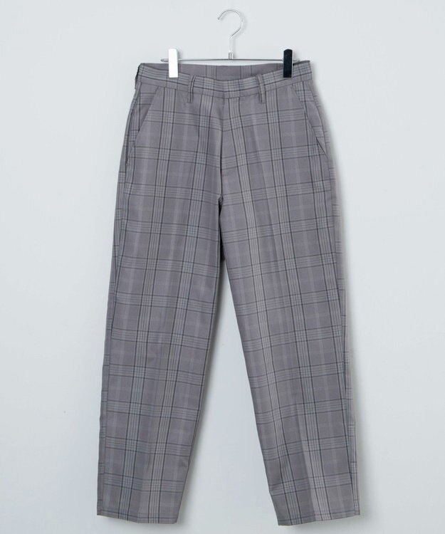 WEGO 【SCHOOLITEM】メンズスクールチェックセミワイドスラックス グレーチェック1