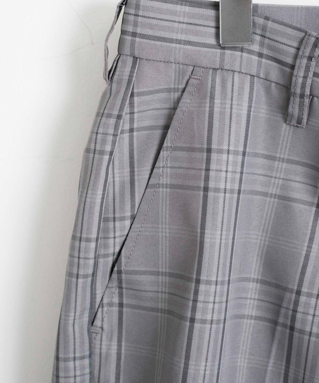 WEGO 【SCHOOLITEM】メンズスクールチェックセミワイドスラックス グレーチェック1