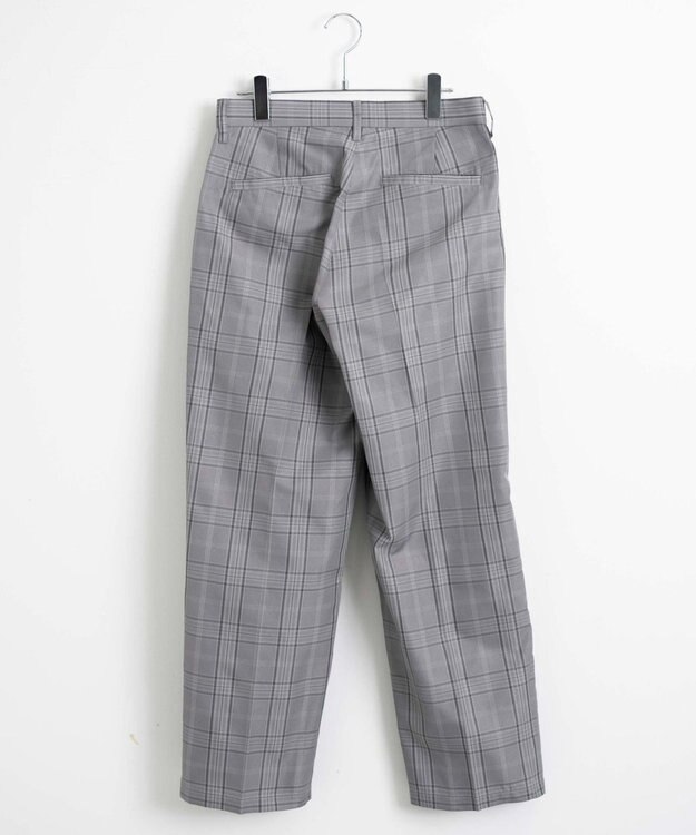 WEGO 【SCHOOLITEM】メンズスクールチェックセミワイドスラックス グレーチェック1