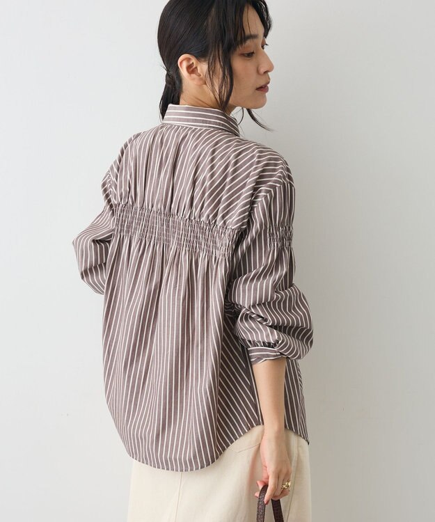 CRAFT STANDARD BOUTIQUE バックデザインレギュラーカラーシャツ Stripe Brown