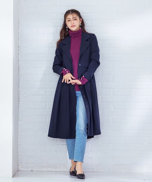 Tiaclasse 【洗える】フレアトレンチコート ネイビー