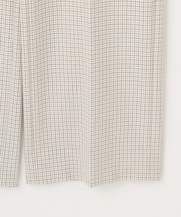 自由区 L TRギャバチェック柄ストレート パンツ オフチェック