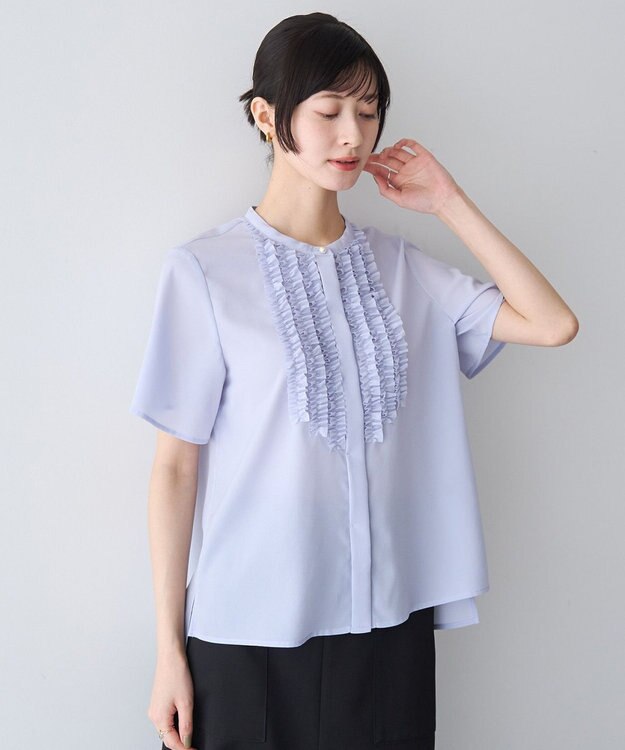 YECCA VECCA フリルデザインブラウス Sax