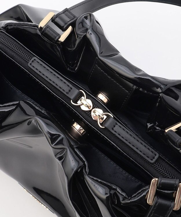 LA BAGAGERIE ソフトエナメル2WAYハンドバッグ Mサイズ ブラック