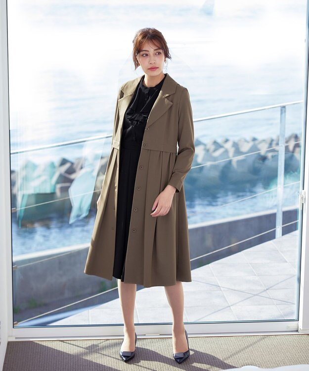 Tiaclasse 【洗える】フレアトレンチコート モカ