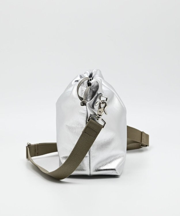 blancle メタリックレザー ドローストリング2wayバッグ SILVER