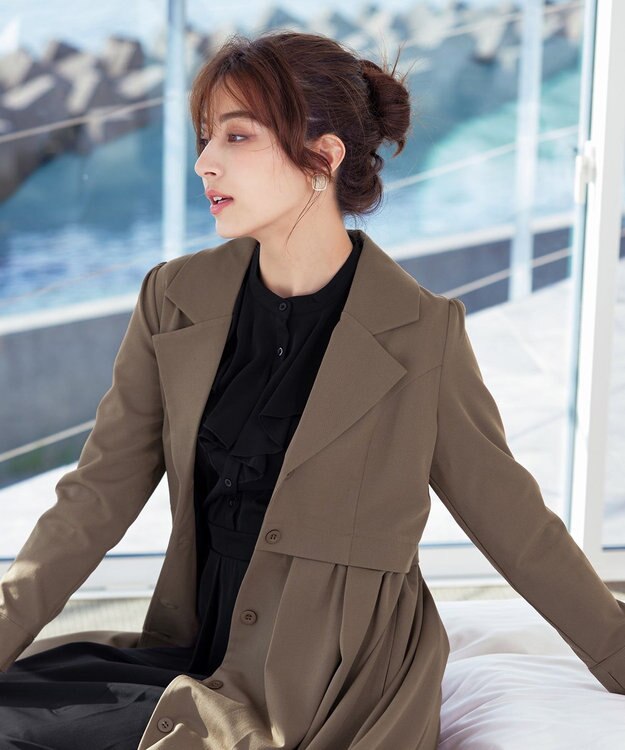 Tiaclasse 【洗える】フレアトレンチコート モカ