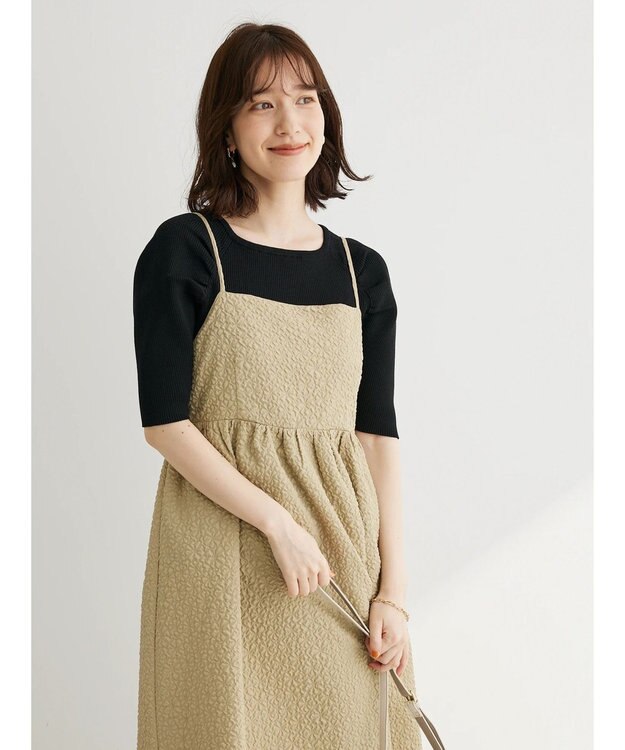 Green Parks ・ＥＬＥＮＣＡＲＥ　ＤＵＥ　フクレキャミワンピース Beige