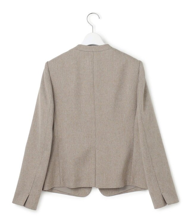 23区 S 【洗える】ウールライクカルゼ ノーカラージャケット ベージュ系