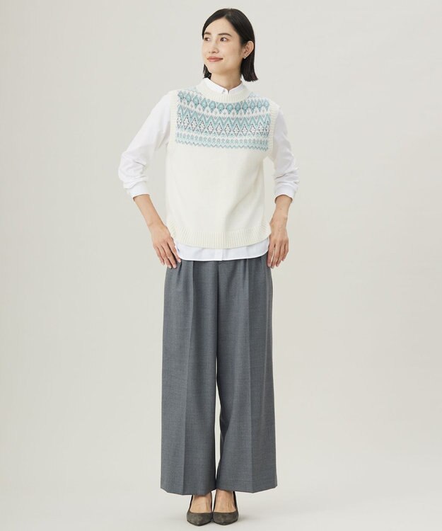 J.PRESS LADIES 【WEB限定・洗える】FAIR ISLE ニットベスト 【WEB限定】オフ系