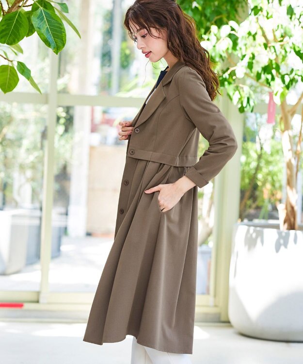 Tiaclasse 【洗える】フレアトレンチコート モカ