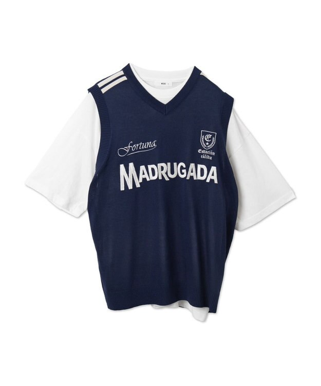 WEGO 【ユニセックス着用ITEM/2点セット】アンサンブルゲームロゴニットベスト ネイビー