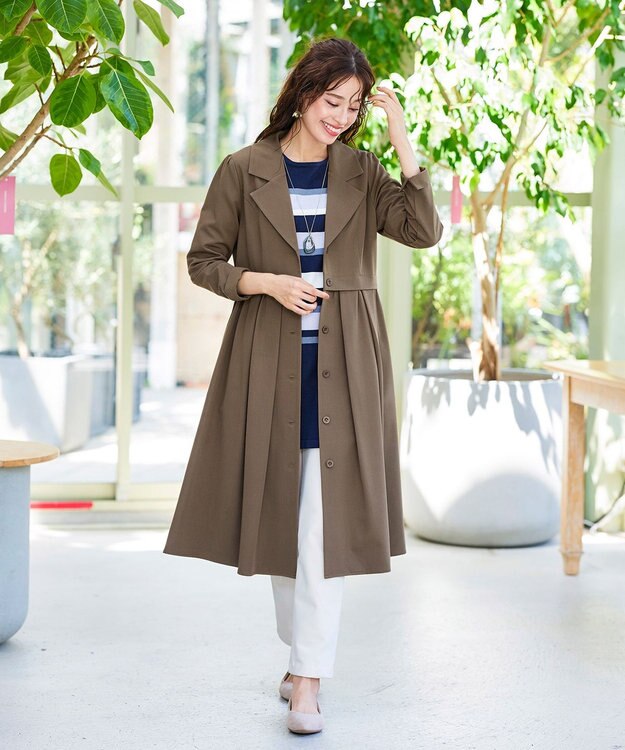 Tiaclasse 【洗える】フレアトレンチコート モカ