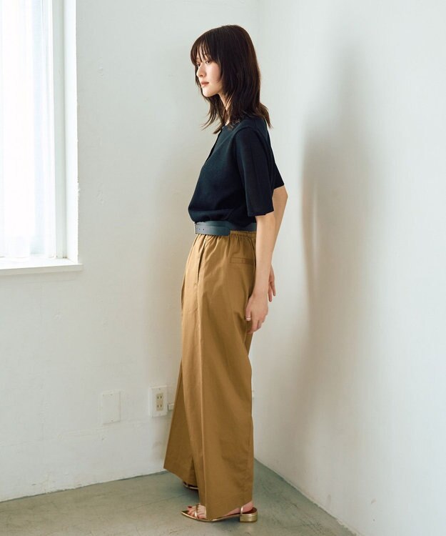 YECCA VECCA コットンイージー切替ワイドパンツ Dark Beige