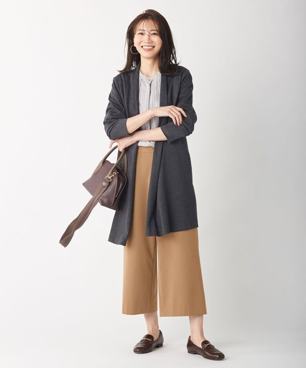 J.PRESS LADIES 【洗える】T/Rアルガンシルク ワイド パンツ キャメル系