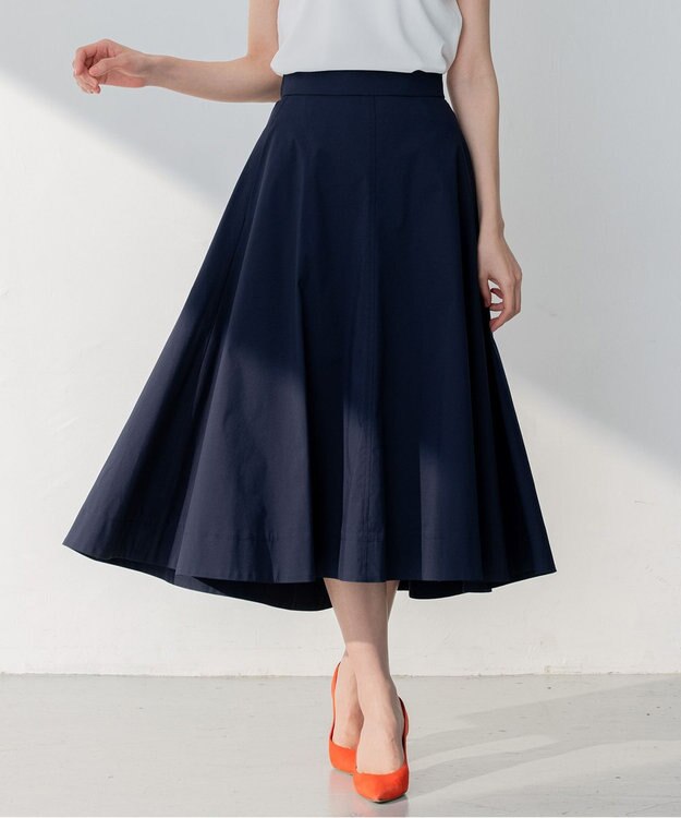 組曲 【洗える】C/Nyブロード スカート ネイビー系