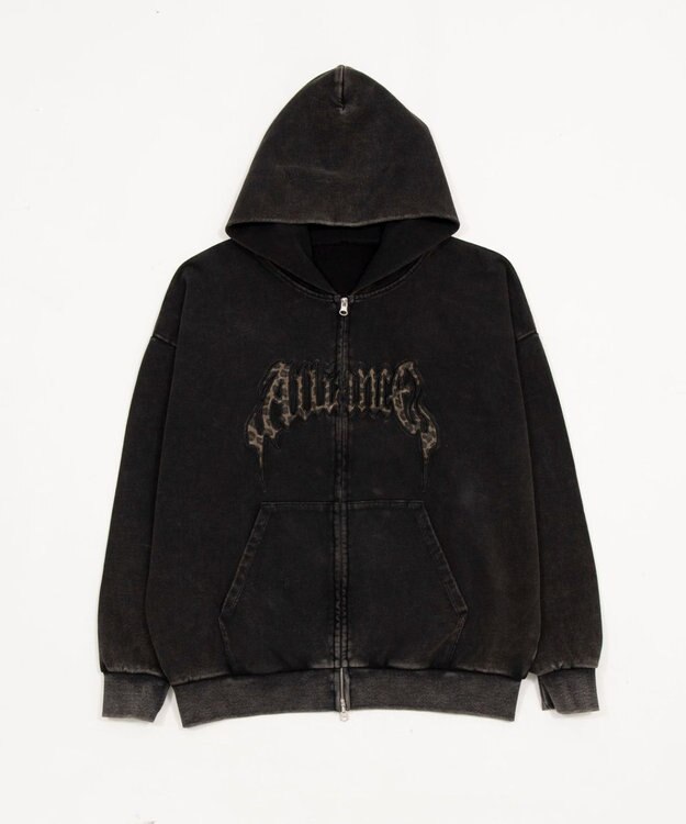 WEGO 【ユニセックス着用ITEM/SMLサイズ展開】グラフィックZIPパーカー ブラック